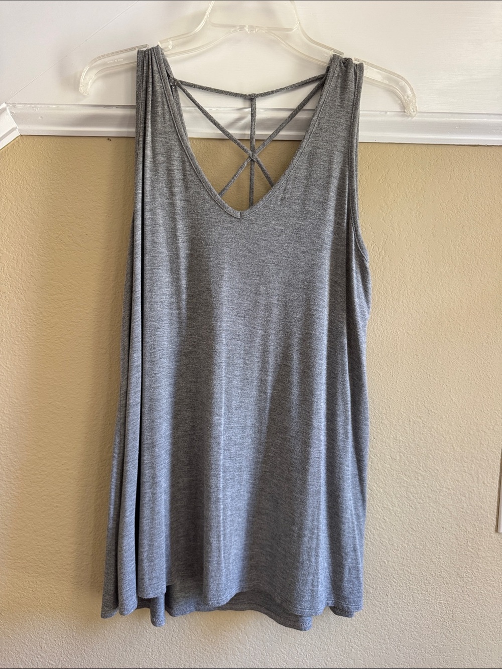 mts Gray Sleeveless V-Neck Tank with Strappy Back